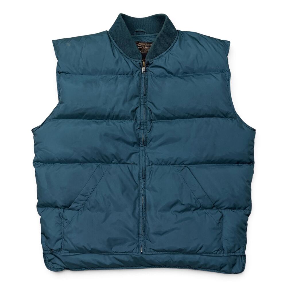 True Vintage Eddie Bauer Down Puffer Vest Forest Green Teal 80s 90s Mens Medium